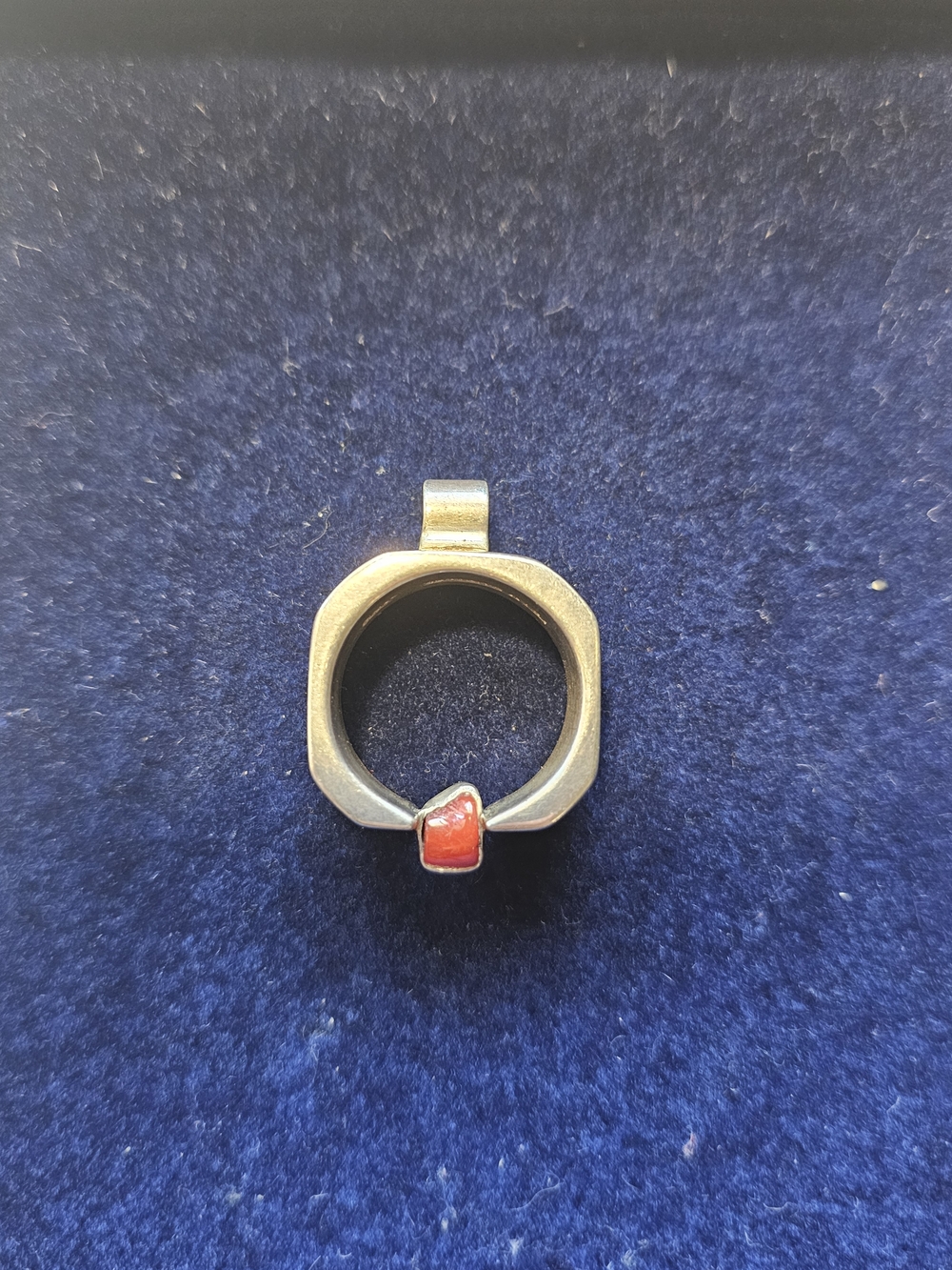 Sterling Silver 925 With Red Stone Pendant Ring Necklace Charm